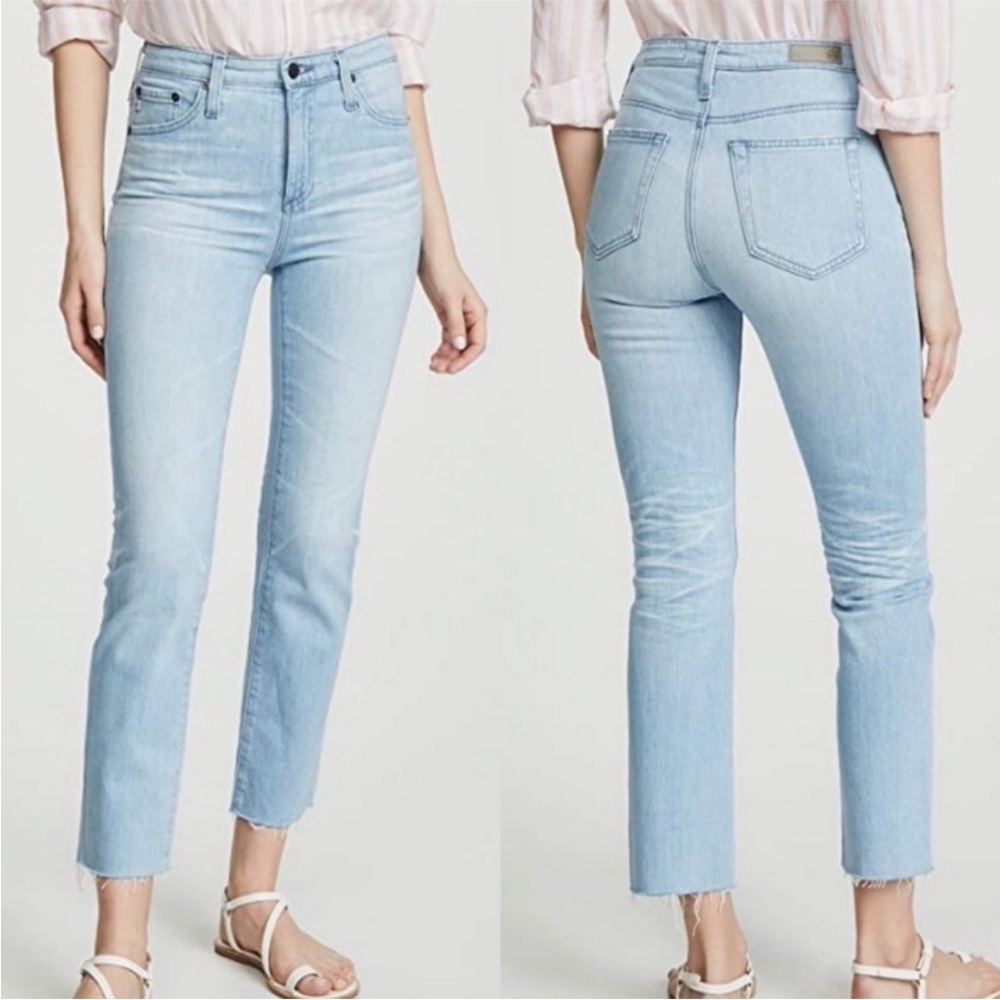 AG ADRIANO GOLDSCHMIED Isabelle High Rise Straight Crop Light Wash Jeans